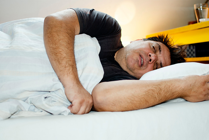 Man snoring sleep apnea